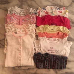 Baby Girl Clothing Bundle Sleeper Bodysuit Shirt Pants 6M